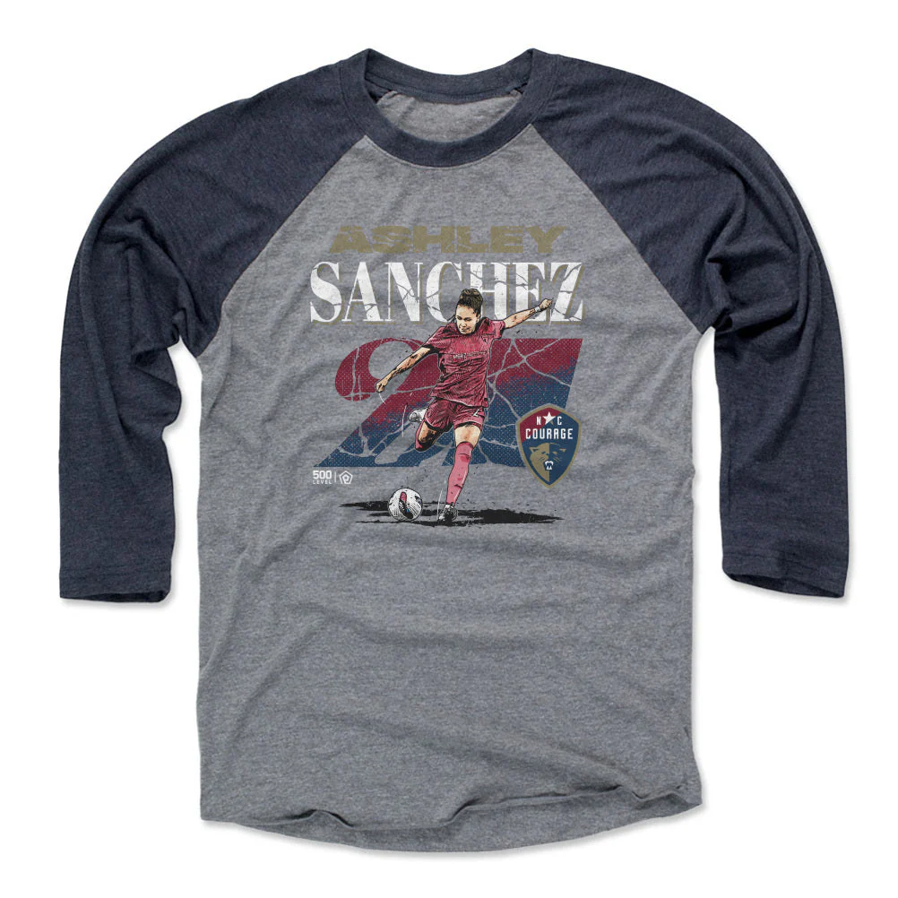 Unisex North Carolina Courage Ashley Sanchez Cracked Number Raglan