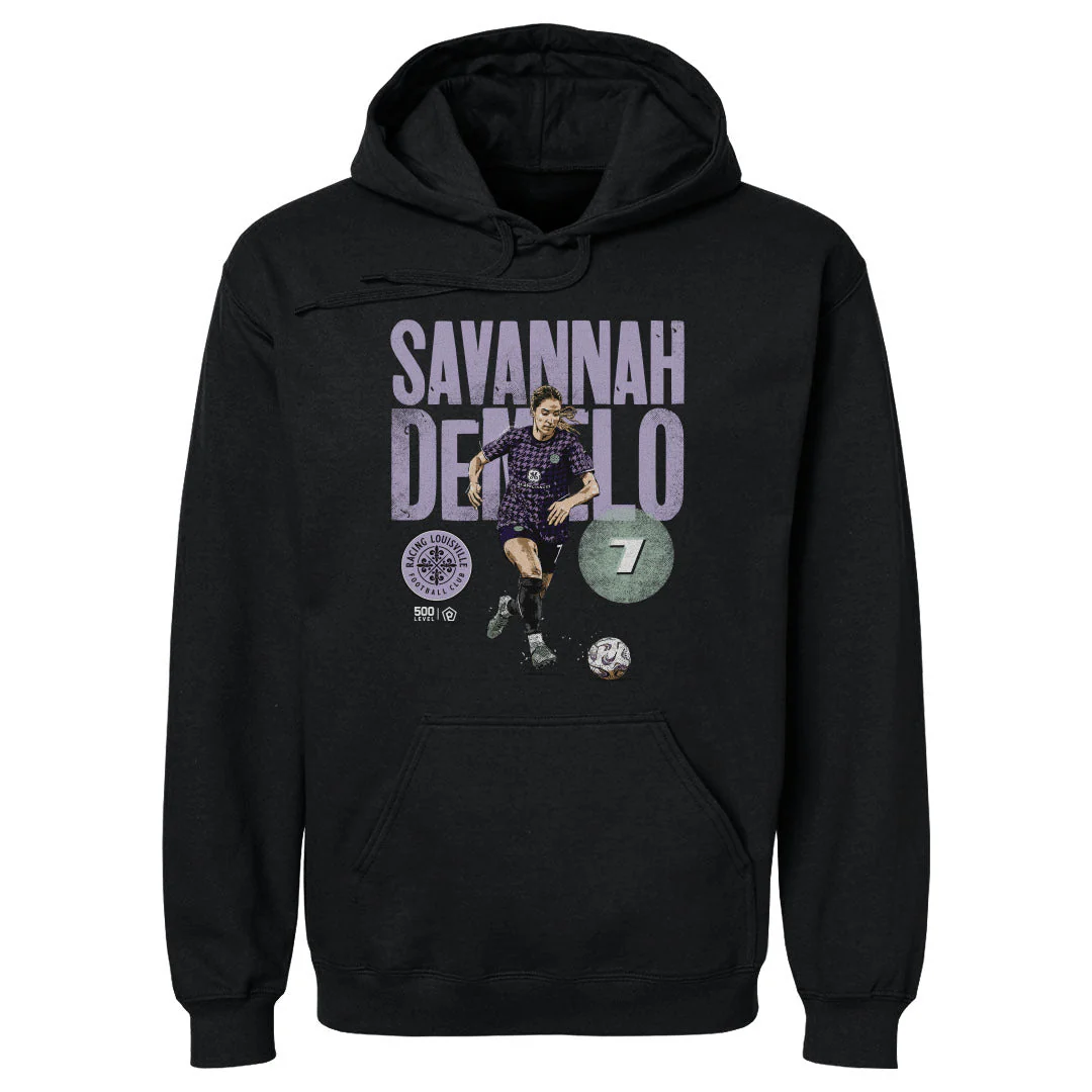 Unisex Racing Louisville Black Savannah DeMelo Bold Hoodie