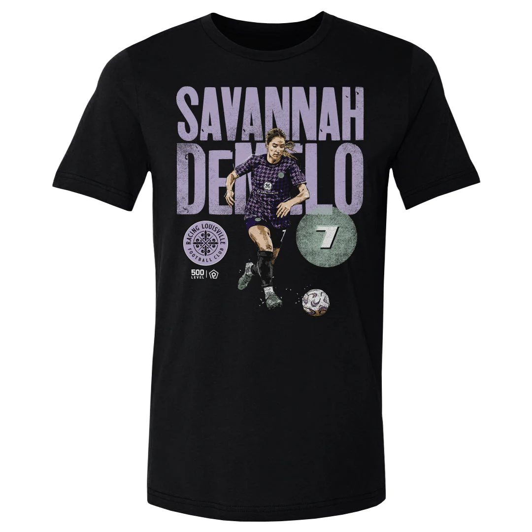 Unisex Racing Louisville Black Savannah DeMelo Bold Tee