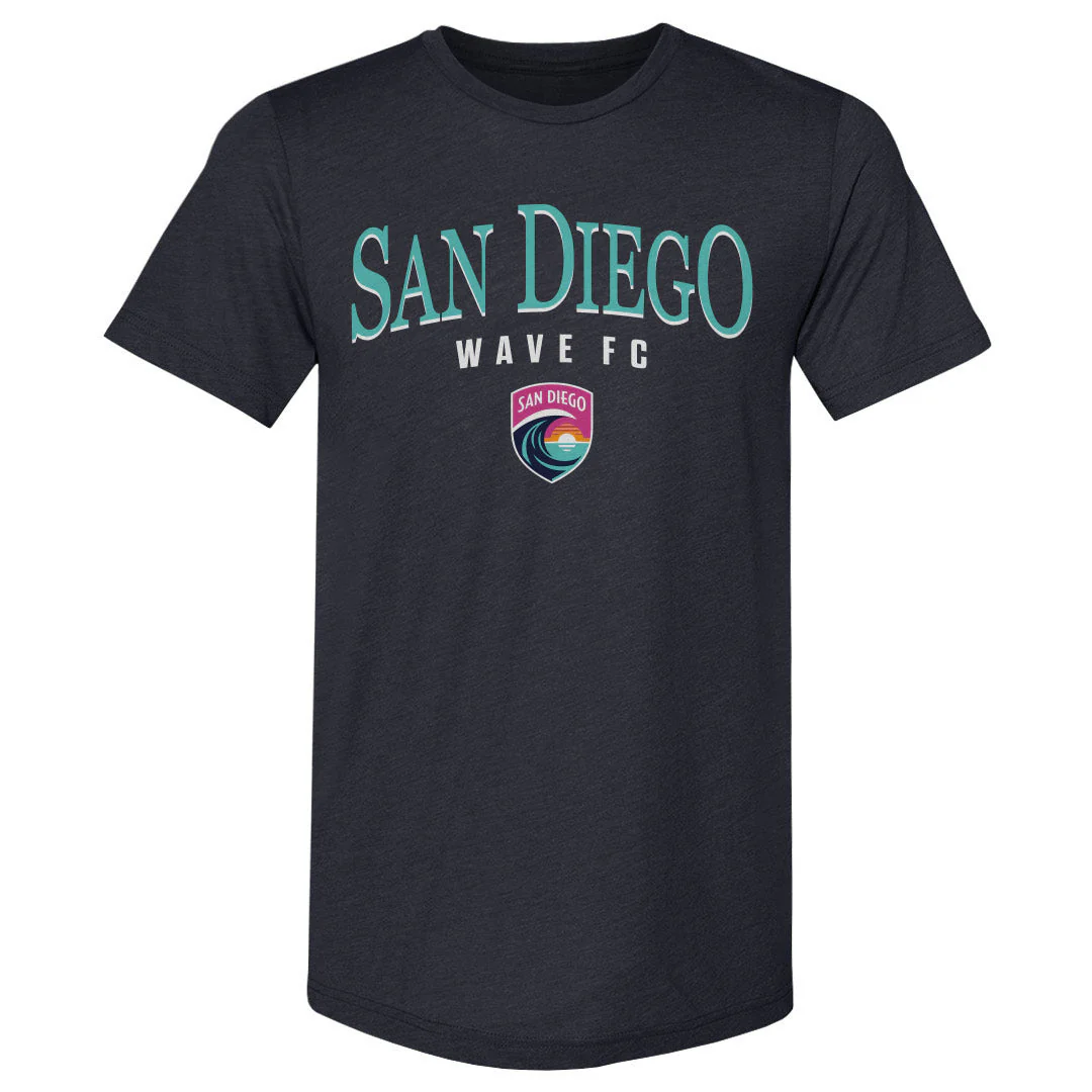 Unisex San Diego Wave Navy Arched Wordmark Slim-Fit Tee