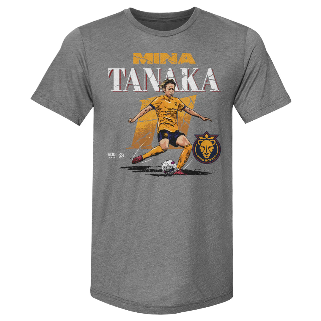 Unisex Utah Royals Mina Tanaka Cracked Number Slim-Fit Tee - Image 2