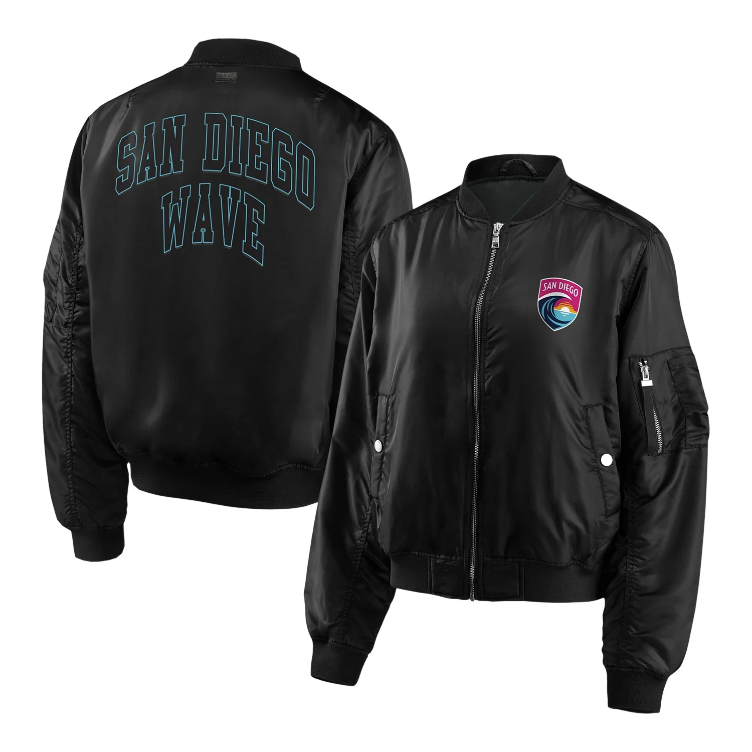 Women's San Diego Wave WEAR Black Bomber Jacket